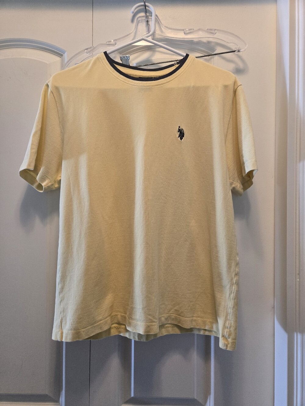 U.S. Polo Assn. Men's Short Sleeve Crewneck Tee - Pale Yellow with Navy Logo
